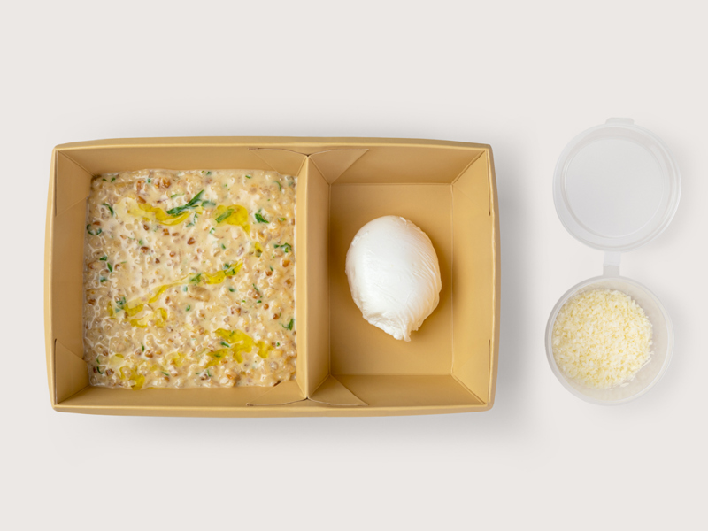Злаковая каша с белыми грибами и пармезаном