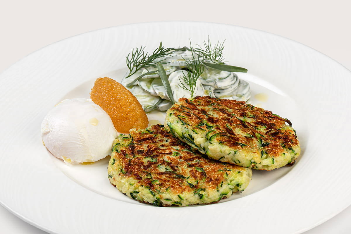 Драники из цукини с щучьей икрой