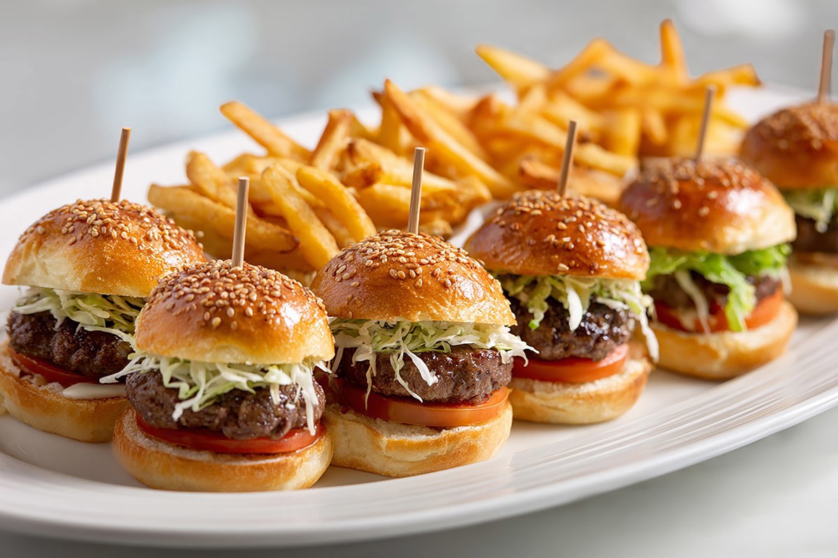 Мини-бургеры с говядиной и картофелем фри